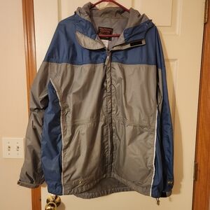 Stearns Men's Rain Jacket XL Dry Wear Waterproof Breathable Hooded Navy/Gray